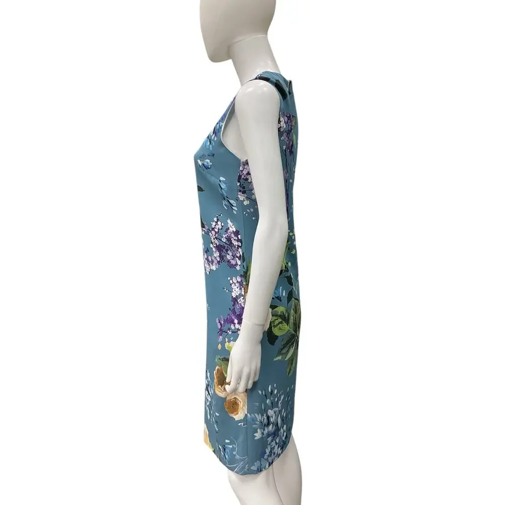 Escada Floral Print Blue Sleeveless Dress